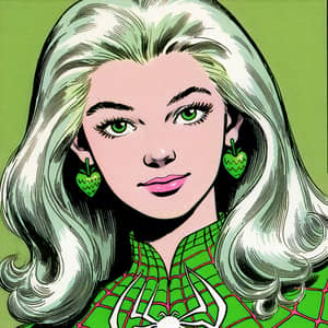 Green Spider Girl Comic Panel | Heroic Blonde Teenager