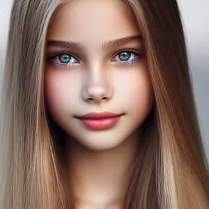 Captivating Young Girl with Pale Skin and Grey Eyes