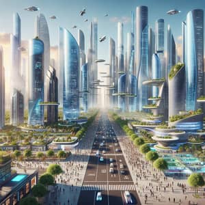 2055 City: Futuristic Metropolis with Skyscrapers and Flying Cars