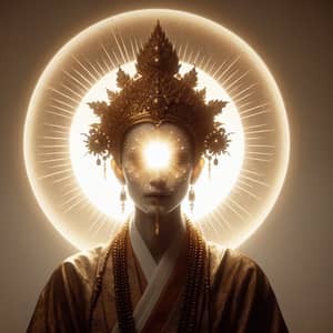 Reverential Spiritual Figure with Golden Halo | Tranquility & Reverence