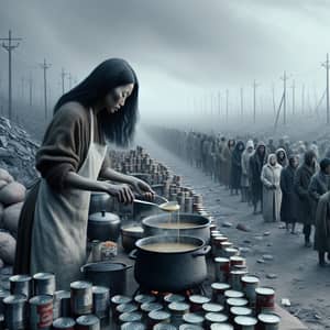 Dystopian World: Asian Woman Inspires Hope with Soup Kitchen