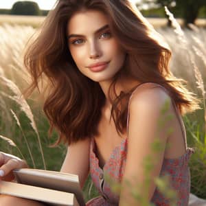 Beautiful Young Woman in Tranquil Meadow | Summer Portrait
