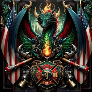 Dragon and Firefighter Coat of Arms | Spectacular Heraldic Imagery