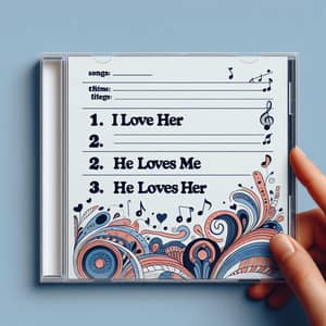 CD Cover Design with Song Titles: I Love Her, He Loves Me, He Loves Her