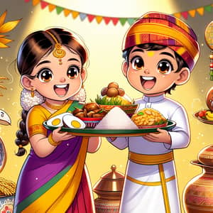 Celebrating New Year with Disney Pixar Sinhala Girl and Tamil Boy