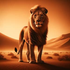 Majestic Lion in Desert Landscape | Wildlife Photography