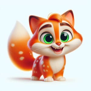 Vibrant Orange Feline with Green Eyes | Animated Character