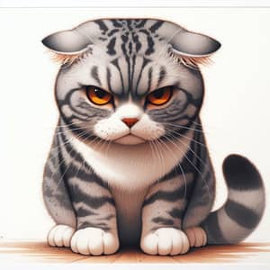 Illustration of Angry Domestic Short-Haired Cat