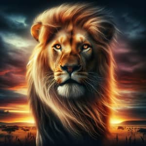 4K HD Lion Picture: Majestic Wild Animal in Savannah Sunset