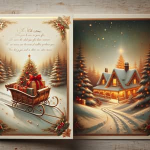 Vintage-style Christmas Greeting Card with Snowy Landscape