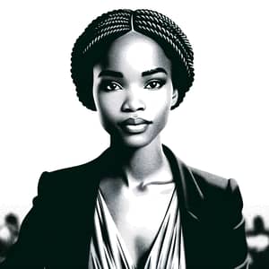 Black and White Stencil of Beautiful African Woman - Half-Length Portrait