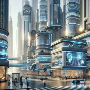 Futuristic Businesses in Thriving City | Diverse High-Tech Scenes