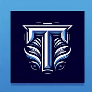 Symmetrical Letter T Logo Design in Royal Blue and Silver