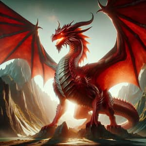 Majestic Red Dragon in Mountain Landscape | Incredible Scene