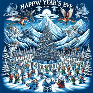 2024 New Year's Eve Party Illustration: Snow & Joyful Celebration