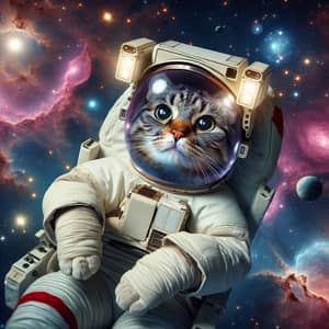 Cosmic Feline: Space Exploration of a Serene Cat