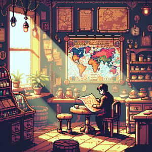 Pixel Art Coffee Shop Scene: 8-Bit Nostalgia with a Twist