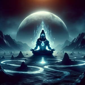 Shiva - Deity on Moon with Radiant Powers