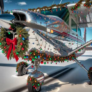 Festive Cessna Plane with Christmas Decorations | Holiday Travel