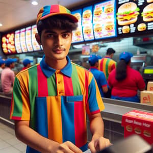 Young South Asian McDonald's Employee in Action