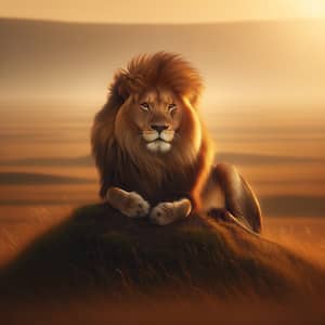 Majestic Lion King overlooking endless savannah