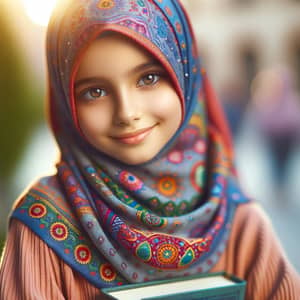 Vibrant Middle-Eastern Girl in Colorful Hijab | Peaceful Surroundings