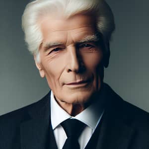 Sophisticated Elderly Man with White Hair | Serene Demeanor