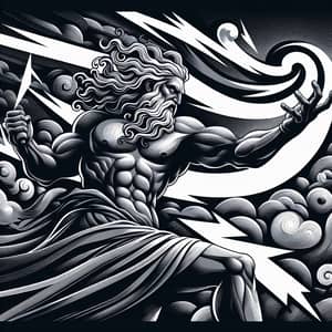 Zeus - Greek God of Thunder in Monochrome Grey