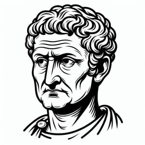 Philosopher Seneca | Roman Man Line Drawing