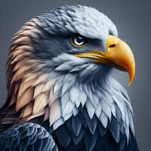 Intense Eagle Staring with Vibrant to Grey Plumage Contrast
