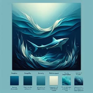 Minimalistic Underwater Scene | Graceful Shark & Vibrant Blues