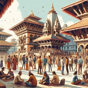 Nepalese Gathering at Durbar Square - Vibrant Culture & Architecture
