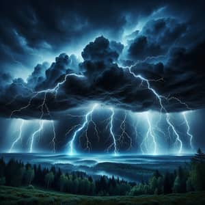 Intense Thunderstorm: Dark Ominous Clouds & Brilliant Lightning