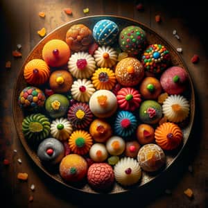 Colorful Ladoos Plate: Vibrant Indian Sweets | Tasty Delights