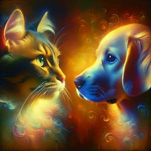 Realistic Portrait of Cat and Dog | Vibrant Colors and Intricate Details