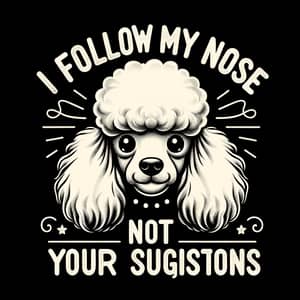 Whimsical Vector Illustration of Mischievous Poodle on Black Background
