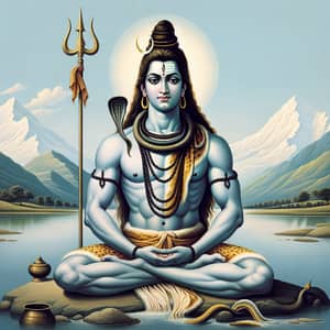 Lord Shiva - Principal Deity of Hinduism Meditating in Himalayan Landscape