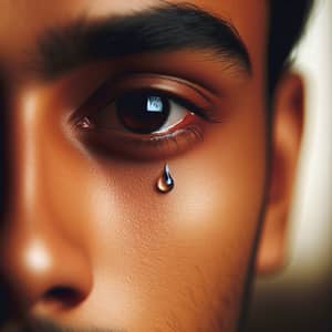 Emotional South Asian Man with Tear - Deep Sorrow or Joy
