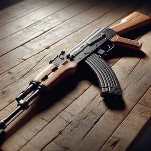 Detailed AK-47 Classic Firearm Display | Rustic Setting