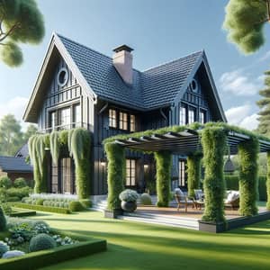 Luxurious Black Aluminum Pergola | Green Garden, House in Germany