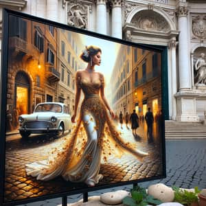 Elegant 19-Year-Old Woman in Rome | Hypermaximalist Street Scene
