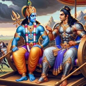 Lord Krishna & Arjuna in Kurukshetra War: Mythological Depiction