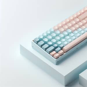 Pastel Blue and Pink Mechanical Keyboard - Modern Minimalist Design