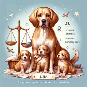 Libra Female Dog with Her Puppies: Maternal Harmony and Wisdom