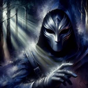 Mysterious Masked Figure in Moonlit Forest | Fantasy Art