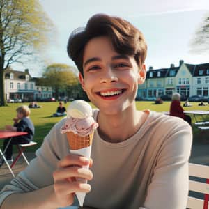 Martin Enjoying Ice Cream in Vibrant Park