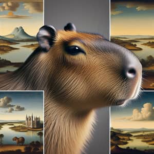 Renaissance-style Capybara Depiction | Elaborate & Symmetrical Artwork