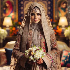 Traditional Pakistani Bridal Attire with Hijab - Authentic Wedding Look
