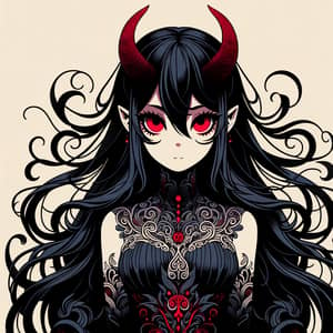Demon Anime Girl - Dark Gothic Art Inspired Animated Character