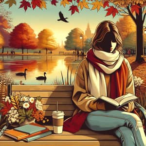Artistic Autumn Illustration: Tranquil Park Setting